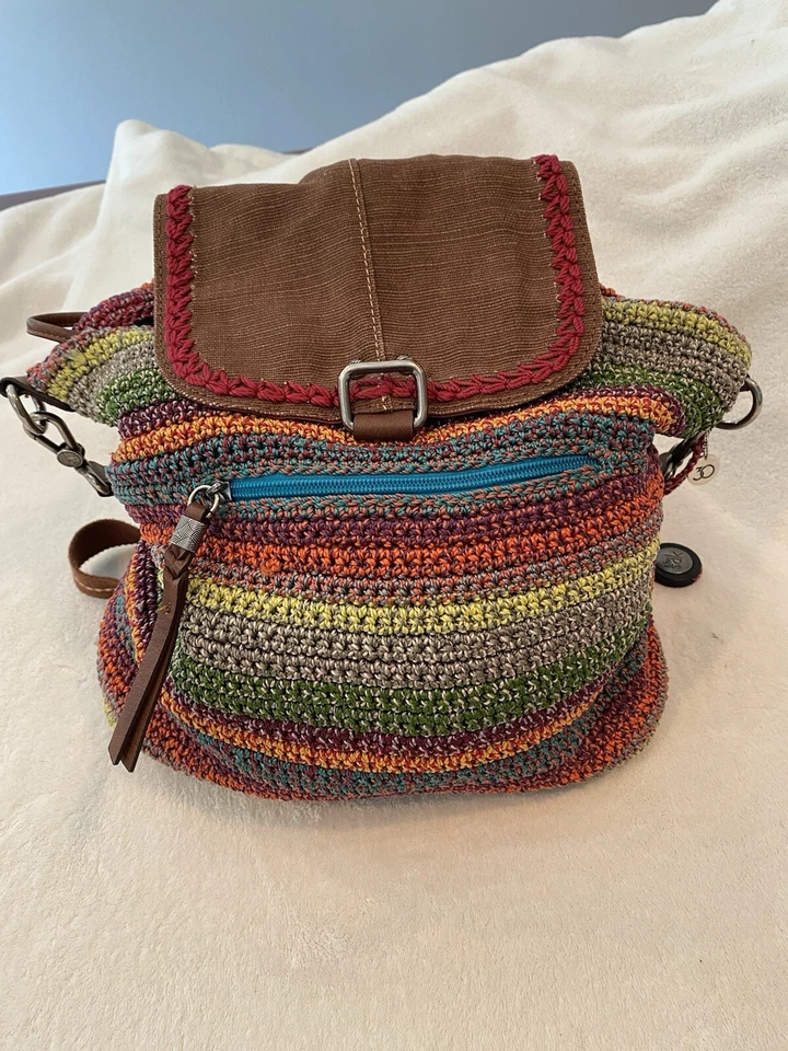 Mochila Bandolera The Sak Boho Tejida Arco Iris Serape Ratan Tejida Multicolor Foto 1 de 4