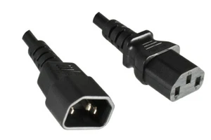 DINIC Kaltgerätekabel mit 1,5mm², Verlängerung C13 auf C14, VDE, schwarz, 1,80m - Bild 1 von 4
