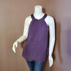 NWT WHITE HOUSE BLACK MARKET halter lurex Gothic grape purple top size 0 - Picture 1 of 6