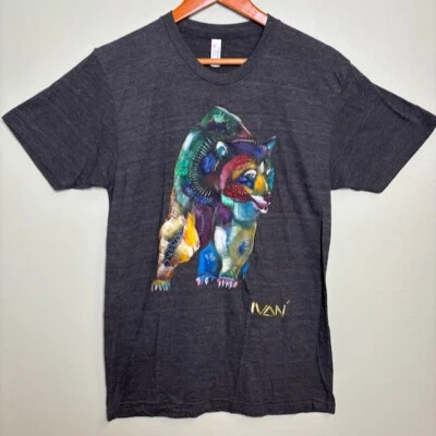 Hand Painted Shirt Size Medium Artist Ivan Nature Bear Artsy Power Animal Spirit - Image 1 of 4