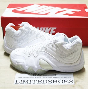 NIKE ZOOM UPTEMPO V 5 PREMIUM TRIPLE WHITE 366570-111 kidd air more pippen black - Picture 1 of 6