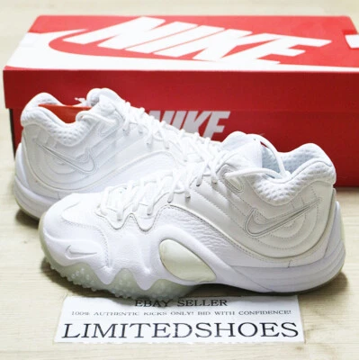NIKE ZOOM UPTEMPO V 5 PREMIUM TRIPLE WHITE 366570-111 kidd air more pippen black - Image 1 of 4