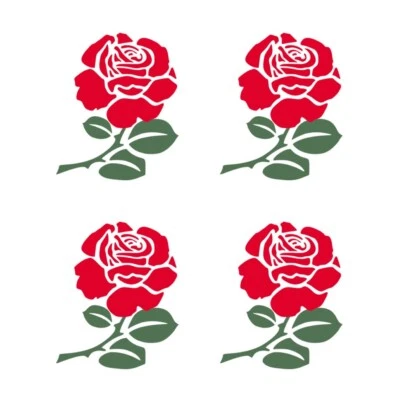 Set of 4 Rose Temporary Tattoo Waterproof long last Red England English Rose