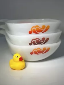 Vintage Agee / Crown Pyrex 3 Paisley Handled Ramekins NICE!!! - Picture 1 of 5