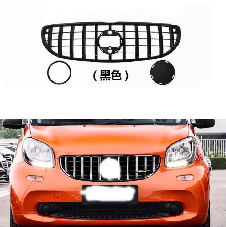 Parachoques delantero para Smart Forfour 2015-2019 negro brillante estilo GT rejilla capó central Foto 1 de 4