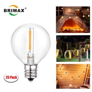 G40 LED String Light Bulbs Replacement 1W Clear Globe Bulb 2700K E12 Base, 24Pcs - Picture 1 of 6