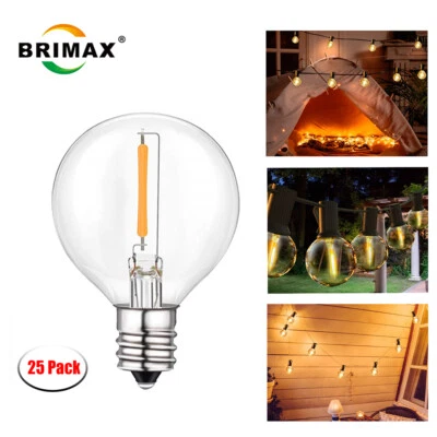 24Pcs G40 LED String Light Bulbs Replacement 1W Clear Globe Bulb 2700K E12 Base - Image 1 of 4