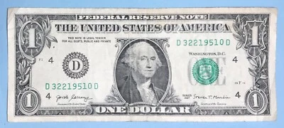 March 22, 1951 Birthday Note $1 One Dollar Bill D 32219510 D ( 3 - 22 - 1951 _) - Image 1 of 2