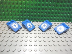 Lego 4 Blue 3x2 sloped brick with round sticker design Star Wars - Picture 1 of 1