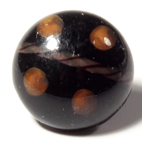Antique Czech brown satin floral stripe rosette shank art glass button 14mm Cover