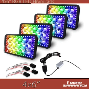 4x 4X6" RGB LED Light Bulbs Sealed Beam Headlamp Headlights For Oldsmobile Buick - Picture 1 of 9