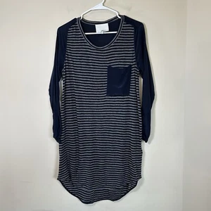3.1 Phillip Lim Medium Dress Gray Navy Stripe Raglan Lightweight Wool Silk Blend - Picture 1 of 8