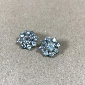 Crystal Flower Clip On Earrings - Picture 1 of 5