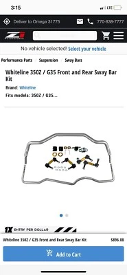 Kit de barra estabilizadora delantera y trasera Whiteline con bujes y eslabones Z33 350z V35 G35 cupé Foto 1 de 4