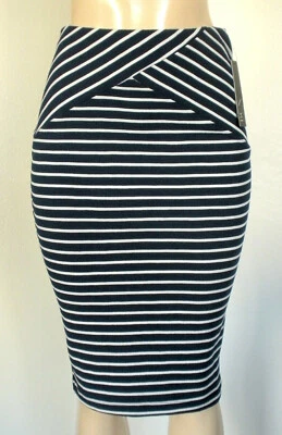Falda lápiz BCX S azul marino blanco a rayas Bodycam ajustada midi recta Foto 1 de 4