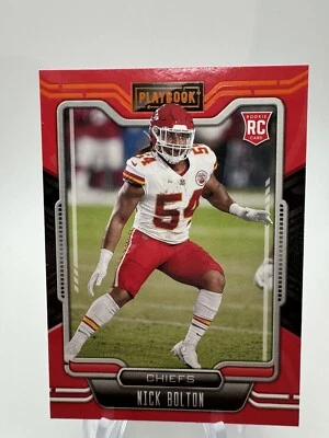 2021 Panini Playbook #165 Nick Bolton Rookie Orange Kansas City Chiefs Parallel - Image 1 of 2