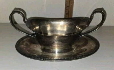 Vintage Camille Elegante Padrão Rosa Sob Placa Molho Barco Placa Prata 6013 - Imagem 1 de 4