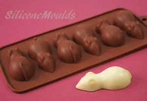 6 cell Sugar Mice Mouse Chocolate Candy Silicone Bakeware Mould Cake Resin Wax - Picture 1 of 3