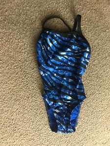 Girls Illusions Racerback Swimsuit sz 6X blues LN USA - Picture 1 of 3