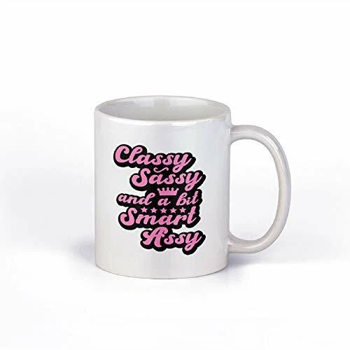 Taza de café elegante Sassy and a Bit Smart Assy divertida cita cita taza rosa y negro Foto 1 de 1