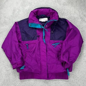 Vintage Columbia Jacket Vamoose Women Large Purple Radial Sleeve Color-Block - Picture 1 of 13