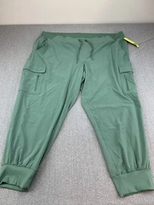 All In Motion Cargo Jogger Womens 2X Green Lightweight Silky Flowy Pockets - Picture 1 of 17