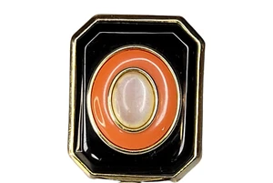 Vintage House of Harlow Statement Ring goldfarben Emaille dreistufige Fassung Größe 5,5 - Bild 1 von 11
