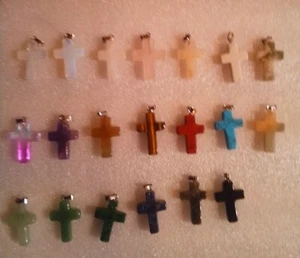 Dijes de cuarzo de piedra natural cruz colgante joyería para mujeres/hombres - Imagen 1 de 4