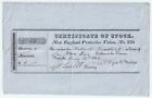 SELTENES Aktienzertifikat Skript - New England Protective Union 1852 Pembroke MA