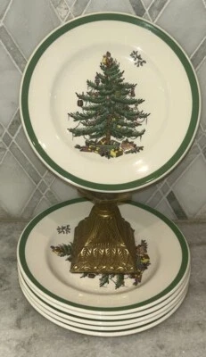 Set 6 Spode Christmas Tree Plates 6.5” Diameter Round England S3324 L - Image 1 of 4