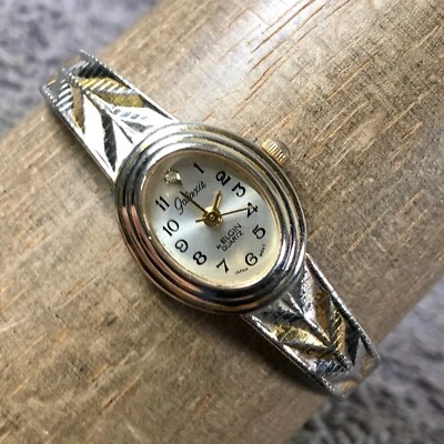 Reloj analógico de cuarzo ovalado de dos tonos de moda para mujer Galaxie by Elgin GE034 de 19 mm 7" Foto 1 de 4