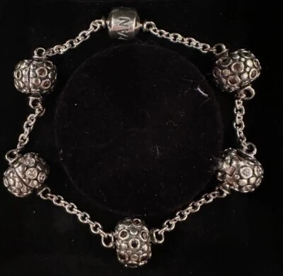 Pandora Retired Moments 5 Clip Station Bracelet 8.3 in / 21 cm with Encore Clips - Image 1 of 4