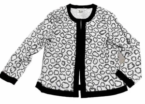 Exclusively Misook Black White Sequin Leopard Print Blazer Size Small - Picture 1 of 3