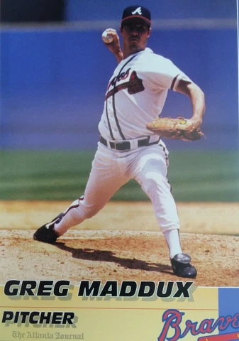 Atlanta Braves Poster Card Vtg 1994 Rare VHTF AJC Limited Ed 8x11 Greg Maddux Cover