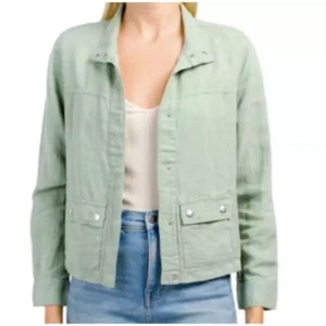 Christian Siriano | Light Sage Green Linen Blend Utility Shacket Size L Large - Picture 1 of 10