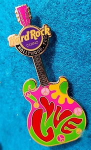GUITARRA HOLLYWOOD FL CASINO PEACE SERIE GLOBAL 2007 *LOVE* Hard Rock Café PIN LE - Imagen 1 de 1