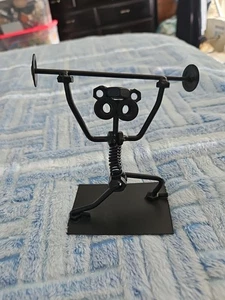 Geschweißte Metallkunst Gewichtheben Körper Skulptur 5" Basis 3,5×2,25 halb beweglich - Bild 1 von 9