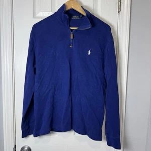 Polo Ralph Lauren Mens Cotton Quarter Zip Sweater Size M Royal Blue - Picture 1 of 7