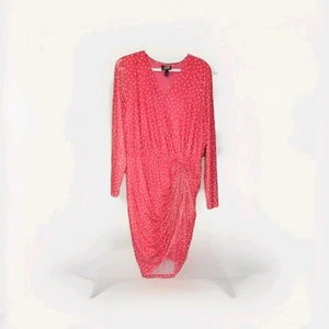 Women's Heathers Closet Dress L Breezy Coral Polkadot Sheer Lined New Dress - Picture 1 of 10