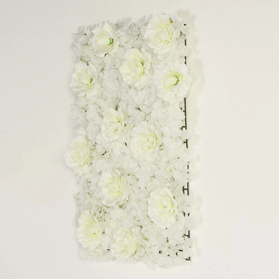 8 Cream Roses and Hydrangea Flowers Mat Wall Backdrop Panels Wedding Decorations - Image 1 of 4