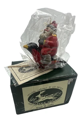 Leo Smith Folk Art Ornament Santa on Toy Cardinal MCF Numbered Ltd Ed COA Box #1 - Image 1 of 4