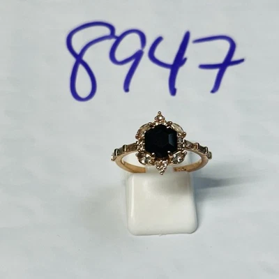 Preowned Bomb Party Size 8 Ring BP Hexagon Black Onyx Rose Gold Pl - Image 1 of 4