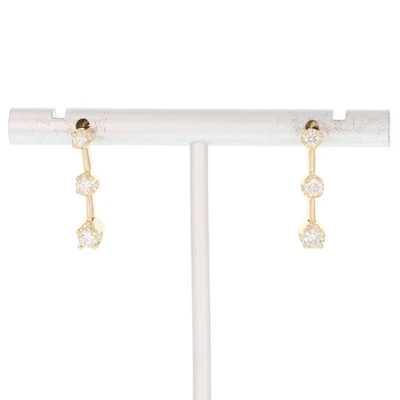.42ctw Diamond Three-Stone Vertical Dangle/Drop Pair Earrings 14k Yellow Gold - Image 1 of 4