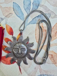 Sterling Silber 925 Anhänger Kette Sonne 6,5 cm, 42g - Bild 1 von 5