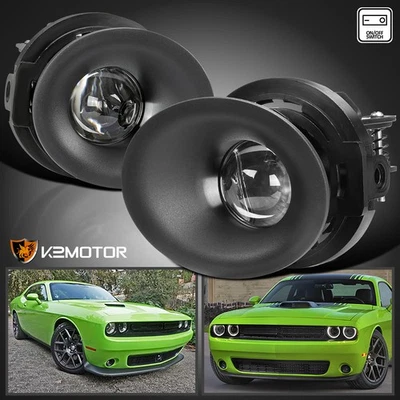 Fits 2015-2023 Dodge Challenger Clear Projector Fog Lights Lamps+Bulbs+Switch - Image 1 of 4