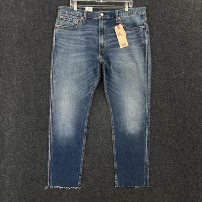 Levis 512 Jeans Men's 38x30 Blue Slim Taper Stretch Frayed Hem Distressed Denim - Image 1 of 4
