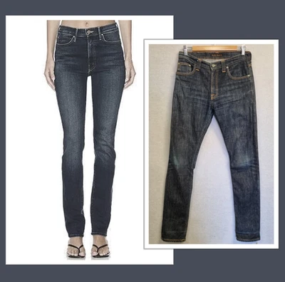 Pantalones de mezclilla Nudie High Kai Darkwash W30 L32 para mujer y hombre unisex ajustados novio Foto 1 de 4