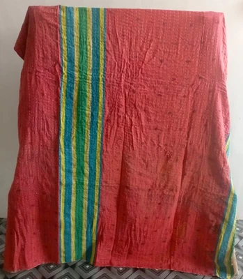 Colcha Kantha vintage retazos india hecha a mano edredón manta de algodón Foto 1 de 2