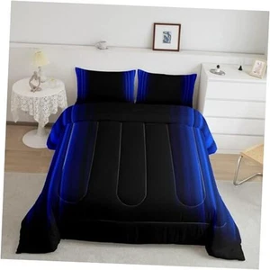 Geometric Abstract Ombre Comforter Set Kids Teens Dark Blue and Full Multi 21 - Picture 1 of 6
