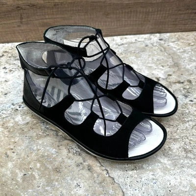 Sandalias London Fly para mujer talla 38 EE. UU. 7,5 8 cuero negro Mura859Fly con cordones Foto 1 de 4